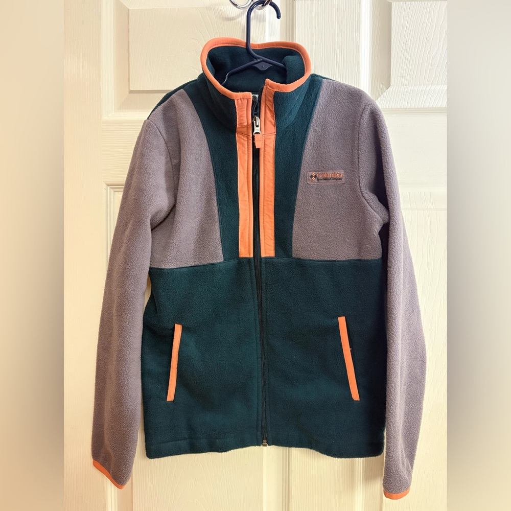Columbia green, orange, gray color,  Fleece Jacket m 10/12